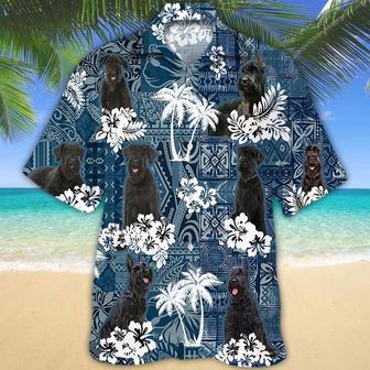 Giant Schnauzer Hawaiian Tropical Plants Pattern Blue And White All Over Printed Hawaiian Shirt, Farm Hawaiian Shirt, Farmer Hawaii | Newhawaiianshirts AU