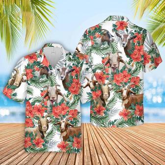 Goat Cattle Hibucis Flower Pattern Hawaiian Shirt, Farm Hawaiian Shirt, Farmer Hawaii | Newhawaiianshirts AU