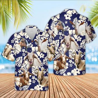 Goat Flower Blue Pattern Hawaiian Shirt, Farm Hawaiian Shirt, Farmer Hawaii | Newhawaiianshirts AU