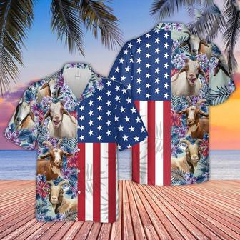 Goat Flower Pattern US Flag Hawaiian Shirt, Farm Hawaiian Shirt, Farmer Hawaii | Newhawaiianshirts AU