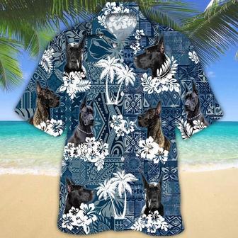 Great Dane Hawaiian Tropical Plants Pattern Blue And White All Over Printed Hawaiian Shirt, Farm Hawaiian Shirt, Farmer Hawaii | Newhawaiianshirts DE