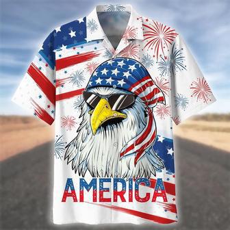 Happy Independence Day Eagle With Sunglasses Hawaiian Shirt, Farm Hawaiian Shirt, Farmer Hawaii | Newhawaiianshirts AU