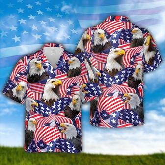 Happy Independence Day Eagles United States Flag All Printed Hawaiian Shirt, Farm Hawaiian Shirt, Farmer Hawaii | Newhawaiianshirts DE