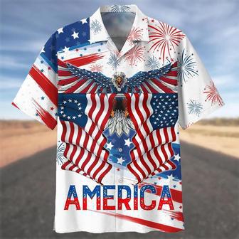 Happy Independence Day Flying Eagle U.S Flags Hawaiian Shirt, Farm Hawaiian Shirt, Farmer Hawaii | Newhawaiianshirts