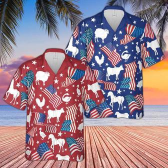 Happy Independence Day Hawaiian Shirt For Farm Lovers, Farm Hawaiian Shirt, Farmer Hawaii | Newhawaiianshirts AU