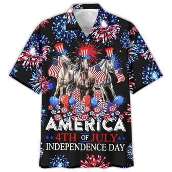 Happy Independence Day Horses Of July Hawaiian Shirt, Farm Hawaiian Shirt, Farmer Hawaii | Newhawaiianshirts AU