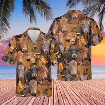 Herd Of Gelbvieh All Over Printed Hawaiian Shirt, Farm Hawaiian Shirt, Farmer Hawaii | Newhawaiianshirts