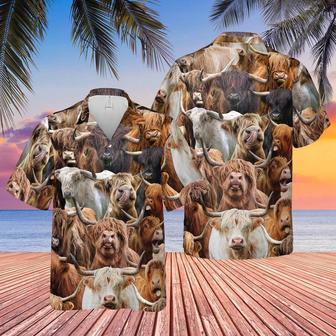 Herd Of Highlands All Over Printed Hawaiian Shirt, Farm Hawaiian Shirt, Farmer Hawaii | Newhawaiianshirts