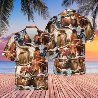 Herd Of Texas Longhorn All Over Printed Hawaiian Shirt, Farm Hawaiian Shirt, Farmer Hawaii | Newhawaiianshirts UK