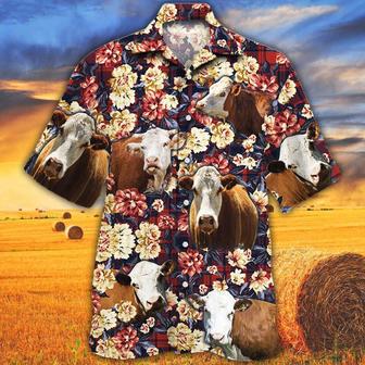 Herefold Cattle Red Plaid Pattern All Over Printed Hawaiian Shirt, Farm Hawaiian Shirt, Farmer Hawaii | Newhawaiianshirts AU