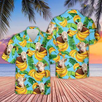 Hereford Banana Pattern Hawaiian Shirt, Farm Hawaiian Shirt, Farmer Hawaii | Newhawaiianshirts UK