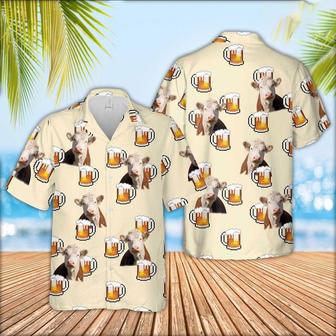 Hereford Cattle Drink Beer Pattern Hawaiian Shirt, Farm Hawaiian Shirt, Farmer Hawaii | Newhawaiianshirts AU