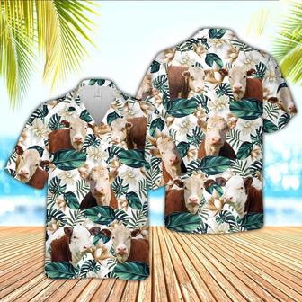 Hereford Cattle Hawaiian Shirt, Farm Hawaiian Shirt, Farmer Hawaii | Newhawaiianshirts CA