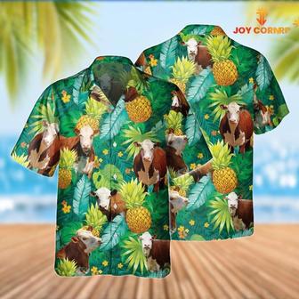 Hereford Cattle Pineapple Tropical Pattern Hawaiian Shirt, Farm Hawaiian Shirt, Farmer Hawaii | Newhawaiianshirts CA