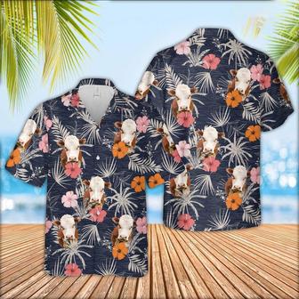 Hereford Cattle Tropical Exotic Hawaiian Shirt, Farm Hawaiian Shirt, Farmer Hawaii | Newhawaiianshirts CA