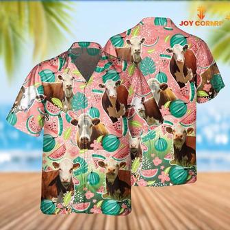 Hereford Cattle Watermelon Pattern Hawaiian Shirt, Farm Hawaiian Shirt, Farmer Hawaii | Newhawaiianshirts CA