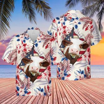 Hereford Face Hibiscus Flower All Over Printed Hawaiian Shirt, Farm Hawaiian Shirt, Farmer Hawaii | Newhawaiianshirts