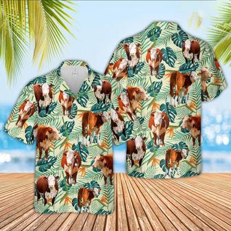 Hereford Green Pattern Hawaiian Shirt, Farm Hawaiian Shirt, Farmer Hawaii | Newhawaiianshirts CA