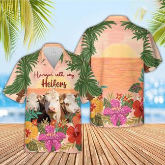 Hereford Hangin With My Heifers Hawaiian Shirt, Farm Hawaiian Shirt, Farmer Hawaii | Newhawaiianshirts AU