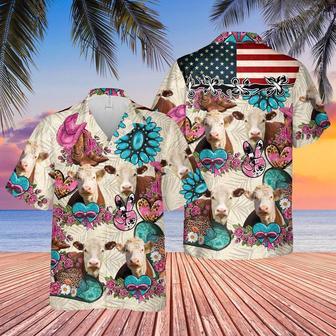 Hereford Happiness Flowers Hawaiian Shirt, Farm Hawaiian Shirt, Farmer Hawaii | Newhawaiianshirts AU