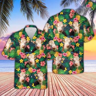 Hereford Summer Pattern Hawaiian Shirt, Farm Hawaiian Shirt, Farmer Hawaii | Newhawaiianshirts CA