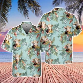 Hereford Tropical Flowers Pattern Hawaiian Shirt, Farm Hawaiian Shirt, Farmer Hawaii | Newhawaiianshirts AU