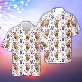 Highland American Flag And Firework Pattern Hawaiian Shirt, Farm Hawaiian Shirt, Farmer Hawaii | Newhawaiianshirts AU