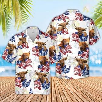 Highland American Flowers And Flag Pattern Hawaiian Shirt, Farm Hawaiian Shirt, Farmer Hawaii | Newhawaiianshirts AU