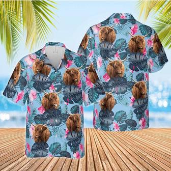 Highland Blue Hibiscus Hawaiian Shirt, Farm Hawaiian Shirt, Farmer Hawaii | Newhawaiianshirts CA