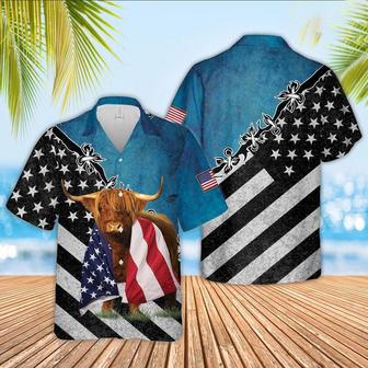 Highland Cattle American Flag Hawaiian Shirt, Farm Hawaiian Shirt, Farmer Hawaii | Newhawaiianshirts CA