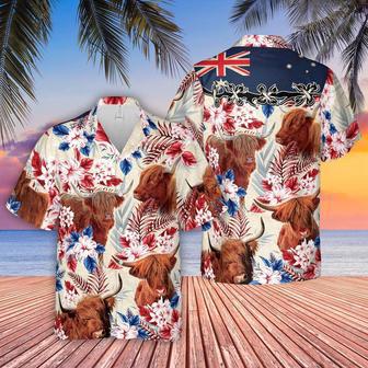 Highland Cattle Australia Flag Hawaiian Flowers Hawaiian Shirt, Farm Hawaiian Shirt, Farmer Hawaii | Newhawaiianshirts CA