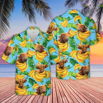 Highland Cattle Banana Pattern Hawaiian Shirt, Farm Hawaiian Shirt, Farmer Hawaii | Newhawaiianshirts