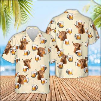 Highland Cattle Drink Beer Pattern Hawaiian Shirt, Farm Hawaiian Shirt, Farmer Hawaii | Newhawaiianshirts AU