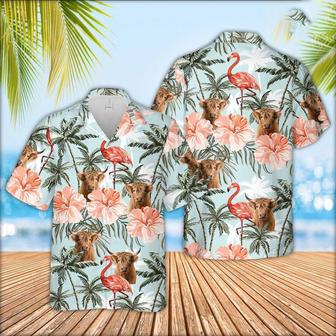 Highland Cattle Flamingo Hawaiian Shirt, Farm Hawaiian Shirt, Farmer Hawaii | Newhawaiianshirts AU