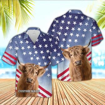 Highland Cattle Star Pattern Customized Name Hawaiian Shirt, Farm Hawaiian Shirt, Farmer Hawaii | Newhawaiianshirts AU