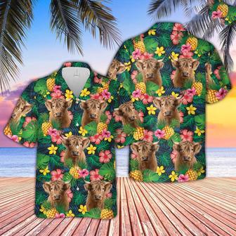 Highland Cattle Summer Pattern Hawaiian Shirt, Farm Hawaiian Shirt, Farmer Hawaii | Newhawaiianshirts AU