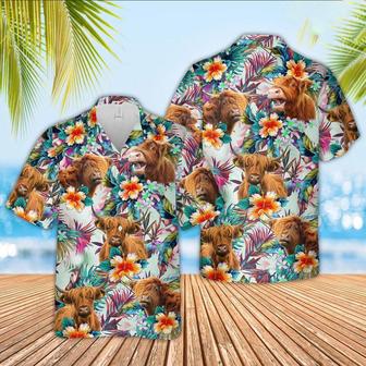 Highland Cows With Flowers Hawaiian Shirt, Farm Hawaiian Shirt, Farmer Hawaii | Newhawaiianshirts AU