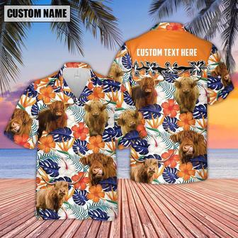 Highland Hibiscus Blue Floral Custom Name Hawaiian Shirt, Farm Hawaiian Shirt, Farmer Hawaii | Newhawaiianshirts AU