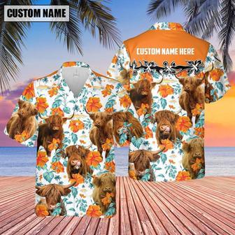 Highland Hibiscus Floral Custom Name Hawaiian Shirt, Farm Hawaiian Shirt, Farmer Hawaii | Newhawaiianshirts AU