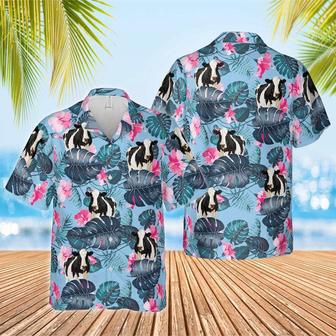 Holstein Blue Hibiscus Hawaiian Shirt, Farm Hawaiian Shirt, Farmer Hawaii | Newhawaiianshirts AU