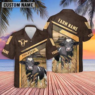 Holstein Brown Pattern Customized Name Hawaiian Shirt, Farm Hawaiian Shirt, Farmer Hawaii | Newhawaiianshirts AU