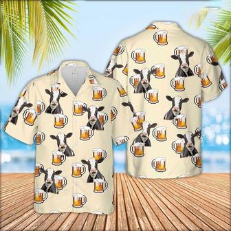 Holstein Cattle Drink Beer Pattern Hawaiian Shirt, Farm Hawaiian Shirt, Farmer Hawaii | Newhawaiianshirts AU