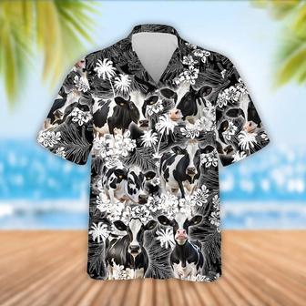 Holstein Cattle Palm Tree Pattern Hawaiian Shirt, Farm Hawaiian Shirt, Farmer Hawaii | Newhawaiianshirts