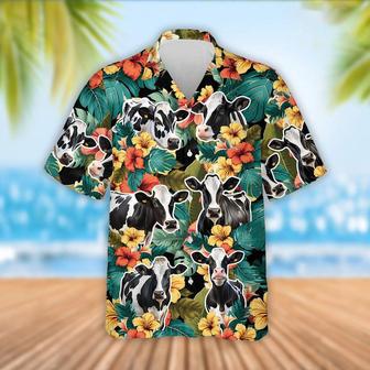 Holstein Cattle Tropical Flowers Hawaiian Shirt, Farm Hawaiian Shirt, Farmer Hawaii | Newhawaiianshirts AU