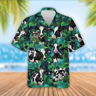 Holstein Cattle Tropical Leaves Hawaiian Shirt, Farm Hawaiian Shirt, Farmer Hawaii | Newhawaiianshirts DE