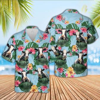 Holstein Flower Pattern Hawaiian Shirt, Farm Hawaiian Shirt, Farmer Hawaii | Newhawaiianshirts AU