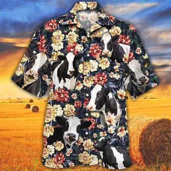 Holstein Friesian Cattle Green Plaid Pattern All Over Printed Hawaiian Shirt, Farm Hawaiian Shirt, Farmer Hawaii | Newhawaiianshirts