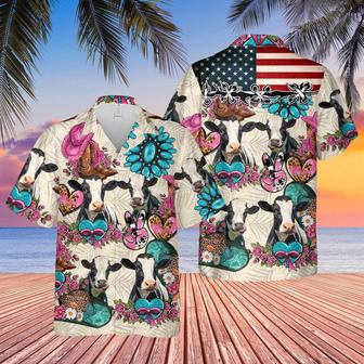 Holstein Happiness Flowers Hawaiian Shirt, Farm Hawaiian Shirt, Farmer Hawaii | Newhawaiianshirts AU