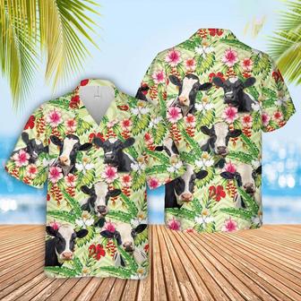 Holstein Hibicus Floral Hawaiian Shirt, Farm Hawaiian Shirt, Farmer Hawaii | Newhawaiianshirts AU