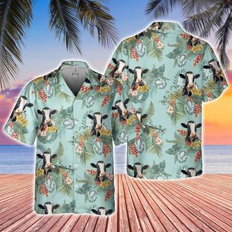 Holstein Tropical Flowers Pattern Hawaiian Shirt, Farm Hawaiian Shirt, Farmer Hawaii | Newhawaiianshirts AU